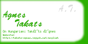 agnes takats business card